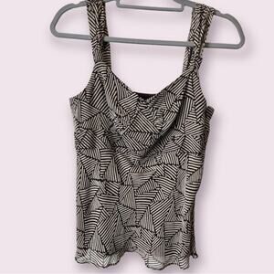 Ann Taylor 100% Silk Brown Tan Geometric Top Size 4